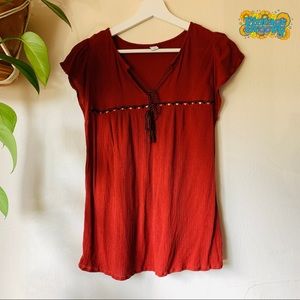 Burgundy V neck Old Navy Blouse